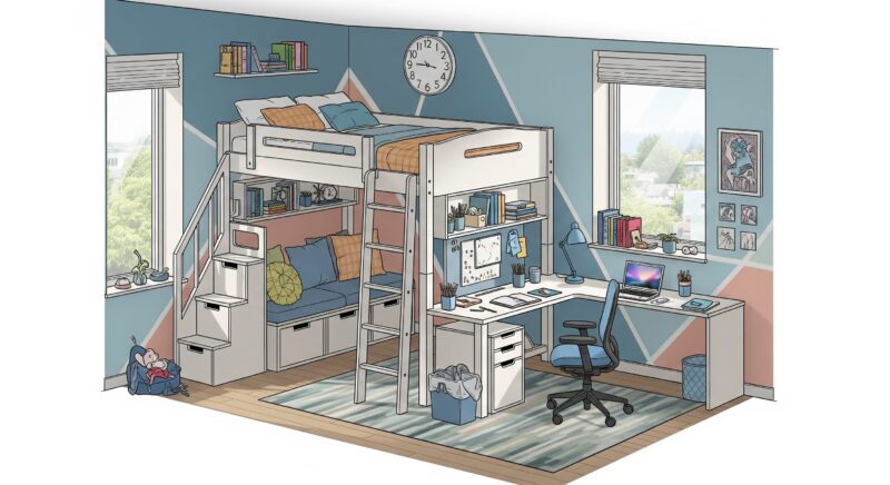 中学生の部屋レイアウト 6畳の工夫